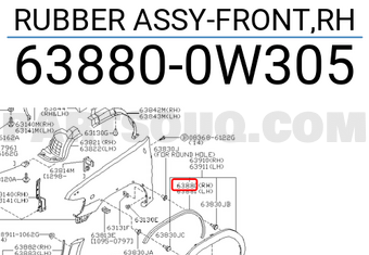 Nissan 638800W305 RUBBER ASSY-FRONT,RH