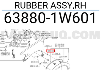 Nissan 638801W601 RUBBER ASSY,RH
