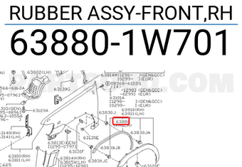 Nissan 638801W701 RUBBER ASSY-FRONT,RH