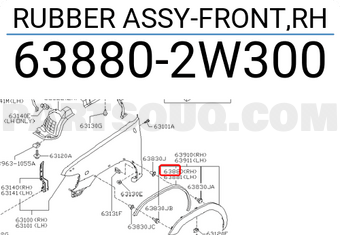Nissan 638802W300 RUBBER ASSY-FRONT,RH