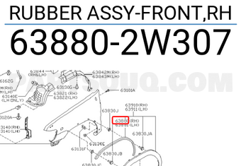 Nissan 638802W307 RUBBER ASSY-FRONT,RH
