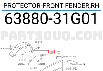 Nissan 6388031G01 PROTECTOR-FRONT FENDER,RH