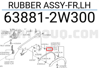 Nissan 638812W300 RUBBER ASSY-FR,LH