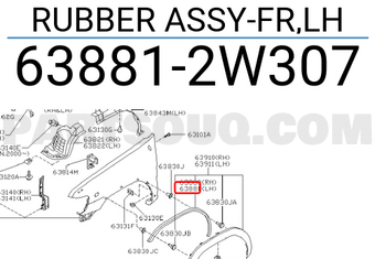 Nissan 638812W307 RUBBER ASSY-FR,LH