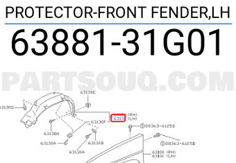 Nissan 6388131G01 PROTECTOR-FRONT FENDER,LH