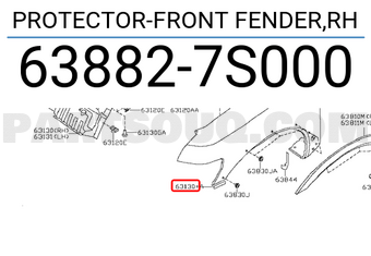 Nissan 638827S000 PROTECTOR-FRONT FENDER,RH