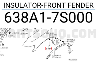 Nissan 638A17S000 INSULATOR-FRONT FENDER