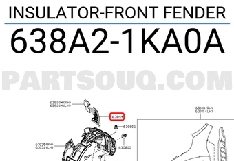 Nissan 638A21KA0A INSULATOR-FRONT FENDER