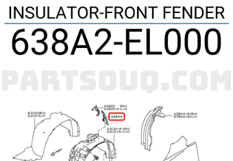 Nissan 638A2EL000 INSULATOR-FRONT FENDER