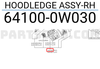Nissan 641000W030 HOODLEDGE ASSY-RH