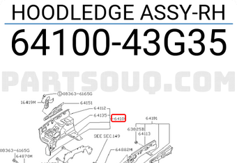 Nissan 6410043G35 HOODLEDGE ASSY-RH