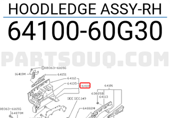 Nissan 6410060G30 HOODLEDGE ASSY-RH