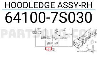 Nissan 641007S030 HOODLEDGE ASSY-RH