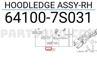 Nissan 641007S031 HOODLEDGE ASSY-RH