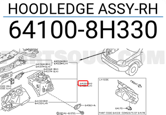 Nissan 641008H330 HOODLEDGE ASSY-RH