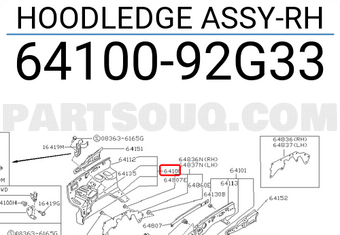 Nissan 6410092G33 HOODLEDGE ASSY-RH