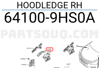 Nissan 641009HS0A HOODLEDGE RH
