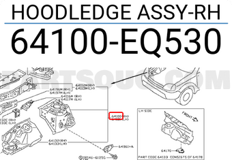 Nissan 64100EQ530 HOODLEDGE ASSY-RH