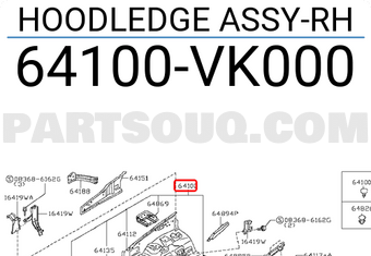 Nissan 64100VK000 HOODLEDGE ASSY-RH