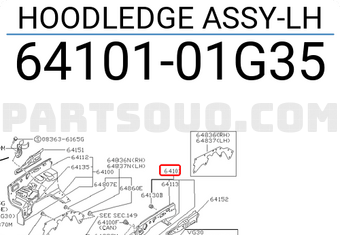 Nissan 6410101G35 HOODLEDGE ASSY-LH