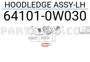 Nissan 641010W030 HOODLEDGE ASSY-LH