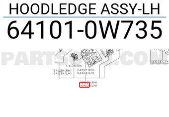 Nissan 641010W735 HOODLEDGE ASSY-LH