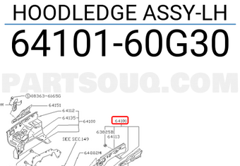 Nissan 6410160G30 HOODLEDGE ASSY-LH