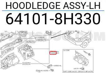 Nissan 641018H330 HOODLEDGE ASSY-LH