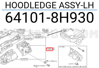 Nissan 641018H930 HOODLEDGE ASSY-LH