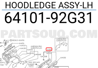 Nissan 6410192G31 HOODLEDGE ASSY-LH