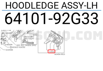 Nissan 6410192G33 HOODLEDGE ASSY-LH