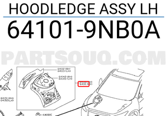 Nissan 641019NB0A HOODLEDGE ASSY LH