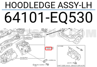 Nissan 64101EQ530 HOODLEDGE ASSY-LH