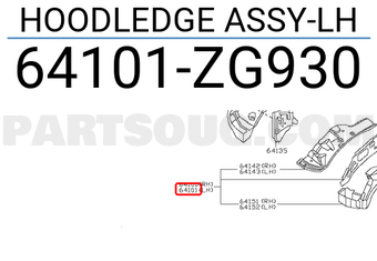 Nissan 64101ZG930 HOODLEDGE ASSY-LH