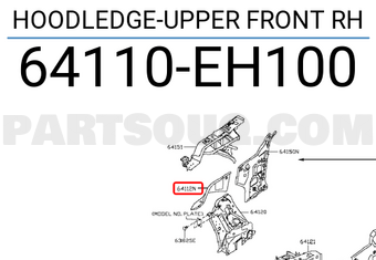 Nissan 64110EH100 HOODLEDGE-UPPER FRONT RH