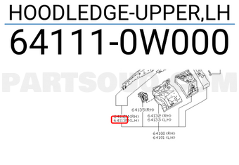 Nissan 641110W000 HOODLEDGE-UPPER,LH