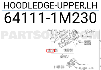 Nissan 641111M230 HOODLEDGE-UPPER,LH