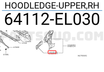 Nissan 64112EL030 HOODLEDGE-UPPER,RH