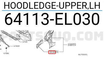 Nissan 64113EL030 HOODLEDGE-UPPER,LH