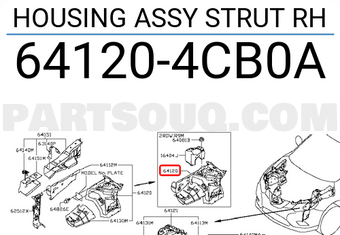 Nissan 641204CB0A HOUSING ASSY STRUT RH