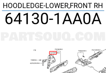 Nissan 641301AA0A HOODLEDGE-LOWER,FRONT RH