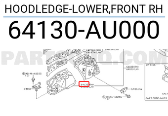 Nissan 64130AU000 HOODLEDGE-LOWER,FRONT RH