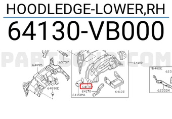 Nissan 64130VB000 HOODLEDGE-LOWER,RH