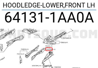 Nissan 641311AA0A HOODLEDGE-LOWER,FRONT LH