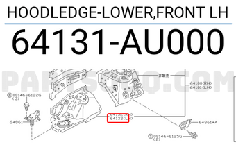 Nissan 64131AU000 HOODLEDGE-LOWER,FRONT LH