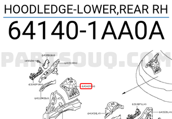 Nissan 641401AA0A HOODLEDGE-LOWER,REAR RH