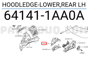 Nissan 641411AA0A HOODLEDGE-LOWER,REAR LH