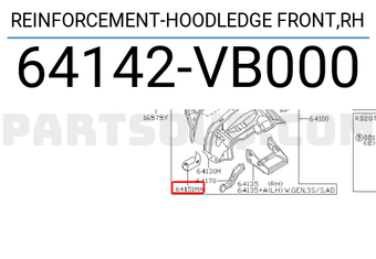 Nissan 64142VB000 REINFORCEMENT-HOODLEDGE FRONT,RH
