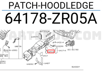Nissan 64178ZR05A PATCH-HOODLEDGE