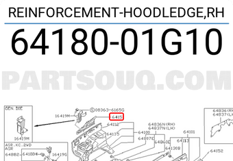 Nissan 6418001G10 REINFORCEMENT-HOODLEDGE,RH